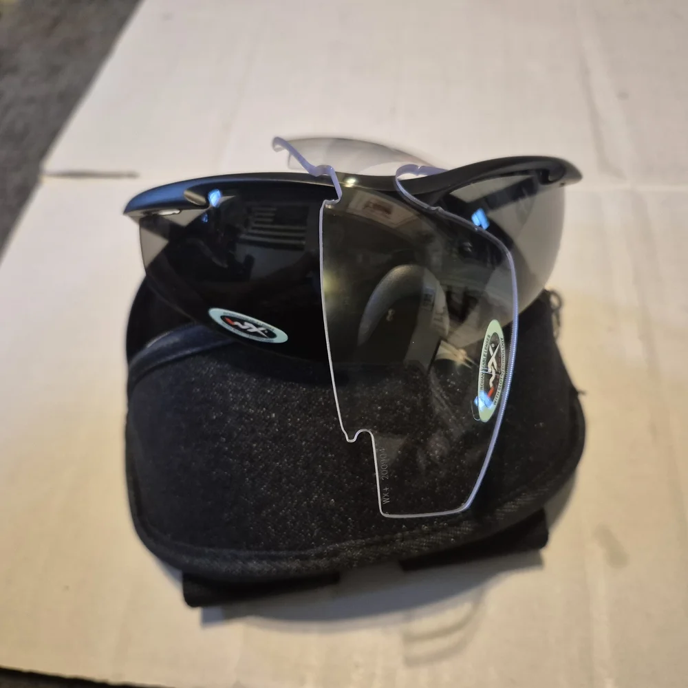 Black Protective Sports Sunglasses with Smoke and Clear Interchangeable Lenses